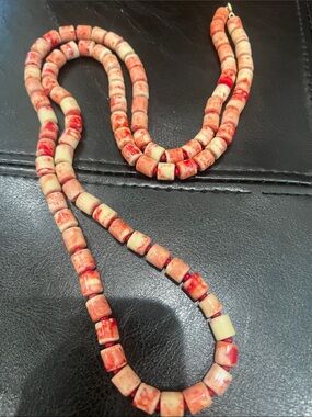 Handcrafted Red and Cream Beaded Necklace - Women Jewelry